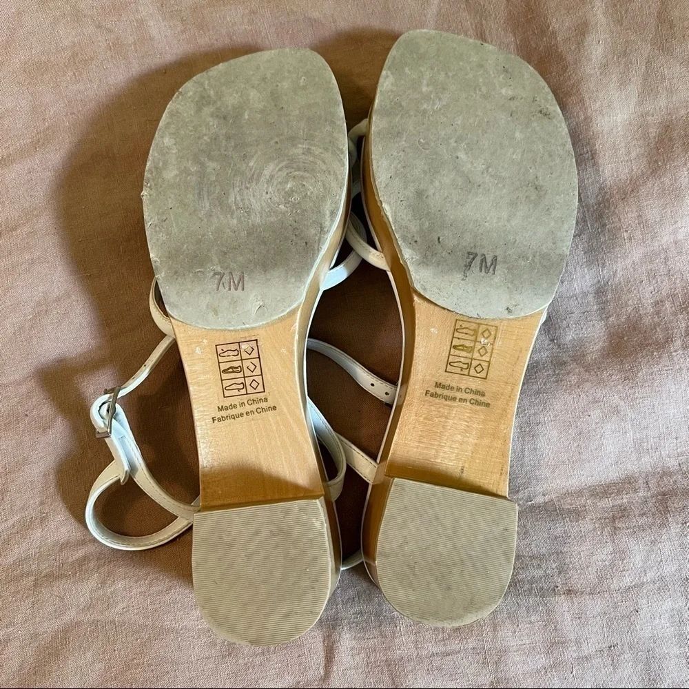 Anthropologie Jeffrey Campbell White Wooden Platform Sandals Platforms Size 7
